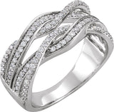 14K Gold Round Natural Diamond Criss-Cross Ring XII