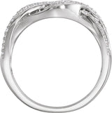 14K Gold Round Natural Diamond Criss-Cross Ring XII - view 2
