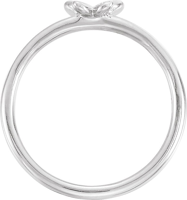 14K Gold Round Natural Diamond Youth Butterfly Ring - White Gold - view 2