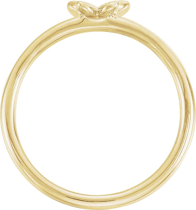 14K Gold Round Natural Diamond Youth Butterfly Ring - Yellow Gold - view 2