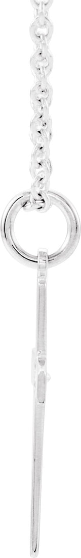 14K Gold Round Natural Diamond Youth Cross Necklace – 0.0075 CTW - White Gold - view 2