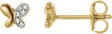 14K Gold Round Natural Diamond Youth Butterfly Earrings II - Yellow Gold