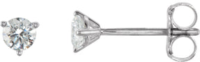 Platinum Natural Diamond Round 3-Prong Cocktail-Style Stud Earrings