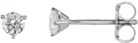 18K Gold Natural Diamond Round 3-Prong Cocktail-Style Stud Earrings