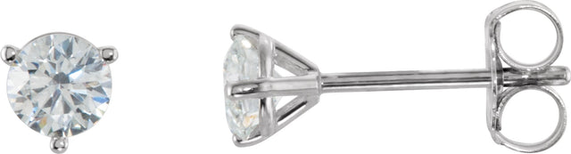 18K Gold Natural Diamond Round 3-Prong Cocktail-Style Stud Earrings