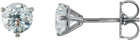 18K Gold Natural Diamond Round 3-Prong Cocktail-Style Stud Earrings