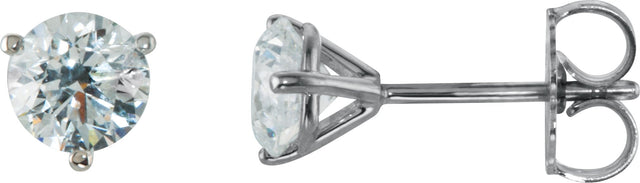 18K Gold Natural Diamond Round 3-Prong Cocktail-Style Stud Earrings