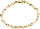 14K Gold Round Natural Diamond Line Bracelet – 2-2.4mm Stones - Yellow Gold