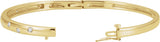 14K Gold Round Natural Diamond Accented Hinged Bangle Bracelet – 2.4mm Stones - Yellow Gold - view 2
