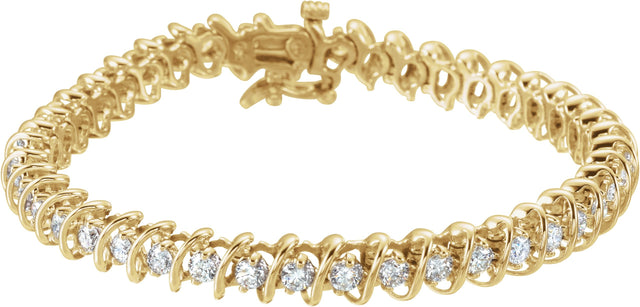 14K Gold Round Natural Diamond Line Bracelet – 3 1/3 CTW - Yellow Gold