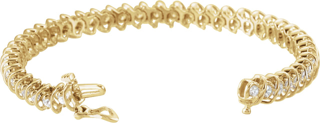 14K Gold Round Natural Diamond Line Bracelet – 3 1/3 CTW - Yellow Gold - view 2