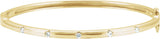 14K Gold Round Natural Diamond Accented Hinged Bangle Bracelet II - Yellow Gold