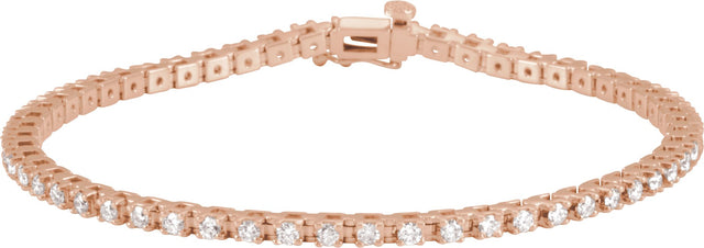 14K Gold Round Lab-Grown Diamond Line Bracelet – 2.2mm Stones - Rose Gold