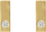 14K Gold Round Natural Diamond Accented Bar Earrings – 1.5-2mm Stones - Rose Gold - view 3