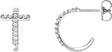 Platinum Round Natural Diamond Accented Cross Hoop Earrings