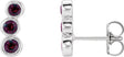 Platinum Round Natural Mozambique Garnet Three-Stone Ear Climbers
