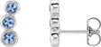 Platinum Round Natural Aquamarine Three-Stone Ear Climbers