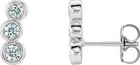 Platinum Round Natural Diamond Three-Stone Ear Climbers