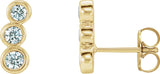 14K Gold Round Natural Diamond Three-Stone Ear Climbers – 3mm Stones - Yellow Gold