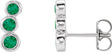 14K Gold Round Lab-Grown Emerald Three-Stone Ear Climbers - White Gold
