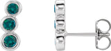 14K Gold Round Lab-Grown Alexandrite Three-Stone Ear Climbers - White Gold