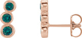 14K Gold Round Lab-Grown Alexandrite Three-Stone Ear Climbers - Rose Gold