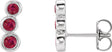 Platinum Round Lab-Grown Ruby Three-Stone Ear Climbers