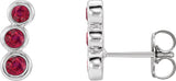 Platinum Round Natural Ruby Three-Stone Ear Climbers
