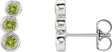 14K Gold Round Natural Peridot Three-Stone Ear Climbers - White Gold