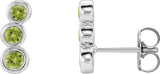 Platinum Round Natural Peridot Three-Stone Ear Climbers