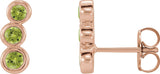 14K Gold Round Natural Peridot Three-Stone Ear Climbers - Rose Gold
