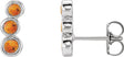 Platinum Round Natural Citrine Three-Stone Ear Climbers
