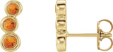 14K Gold Round Natural Citrine Three-Stone Ear Climbers - Yellow Gold
