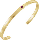 14K Gold Round Natural Ruby Bezel-Set Cuff Bracelet - Yellow Gold