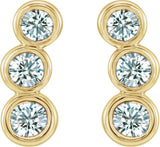 14K Gold Round Natural Diamond Three-Stone Ear Climbers – 3mm Stones - Yellow Gold - view 2