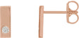 14K Gold Round Natural Diamond Accented Bar Earrings – 1.5-2mm Stones - Rose Gold