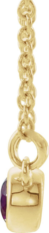 14K Gold Round Natural Amethyst Accented Bezel-Set Necklace - Yellow Gold - view 2