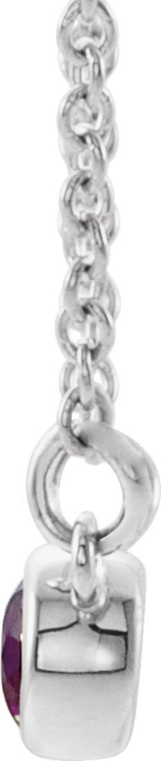 Platinum Round Natural Amethyst Accented Bezel-Set Necklace - view 2