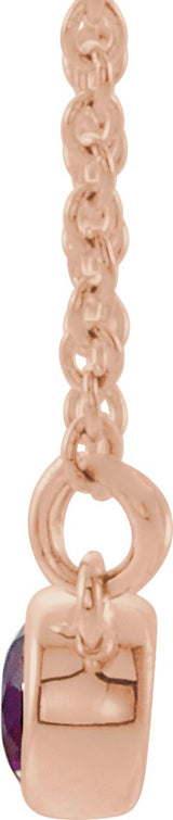 14K Gold Round Natural Amethyst Accented Bezel-Set Necklace - Rose Gold - view 2