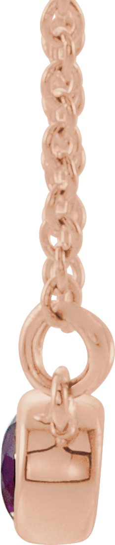 14K Gold Round Natural Amethyst Accented Bezel-Set Necklace - Rose Gold - view 2