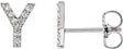 14K Gold Round Natural Diamond Accented Initial Stud Earrings - White Gold