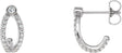 Platinum Round Natural Diamond Accented J-Hoop Earrings – 2mm Stones