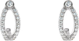 Platinum Round Natural Diamond Accented J-Hoop Earrings – 2mm Stones - view 2