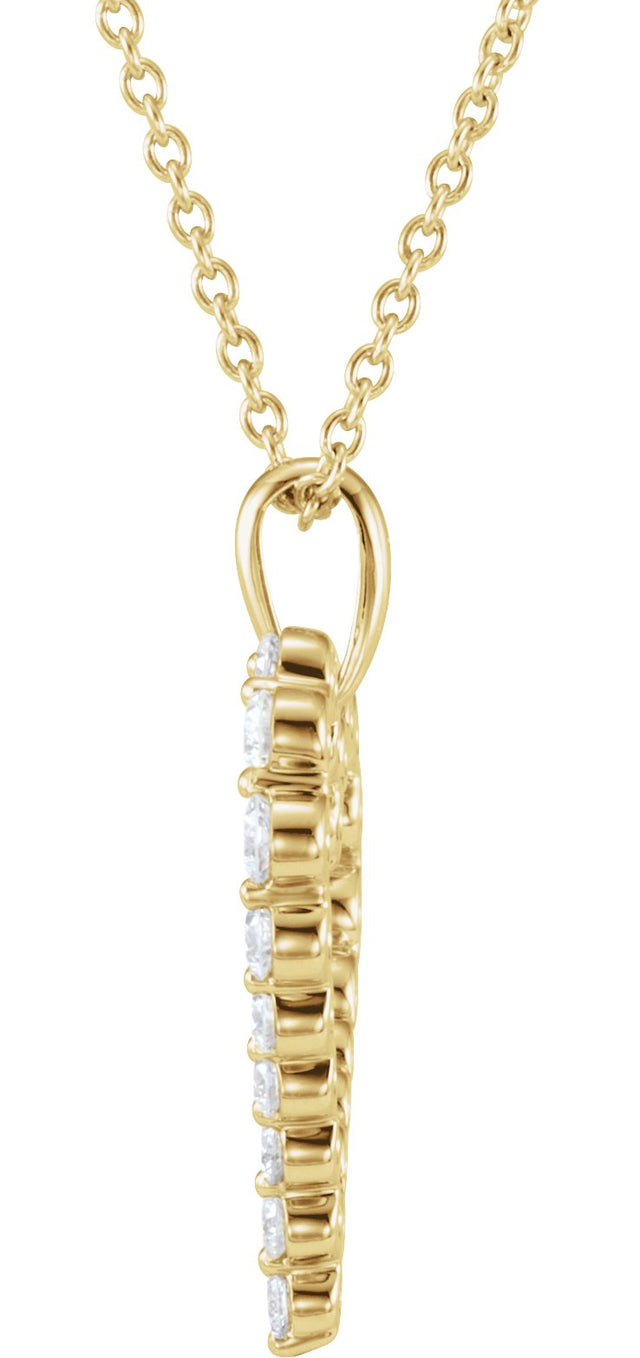 14K Gold Round Natural Diamond Accented Heart Necklace - Yellow Gold - view 2