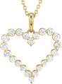 14K Gold Round Natural Diamond Accented Heart Necklace - Yellow Gold