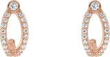 14K Gold Round Natural Diamond Accented J-Hoop Earrings II - Rose Gold - view 2