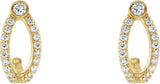 14K Gold Round Natural Diamond Accented J-Hoop Earrings II - Yellow Gold - view 2