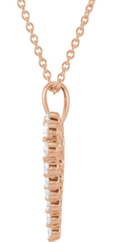 14K Gold Round Natural Diamond Accented Heart Necklace - Rose Gold - view 2