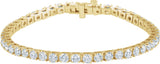 18K Gold Round Natural Diamond Line Bracelet – 3.4mm Stones - Yellow Gold