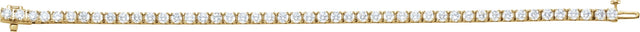 18K Gold Round Natural Diamond Line Bracelet – 3.4mm Stones - Yellow Gold - view 2
